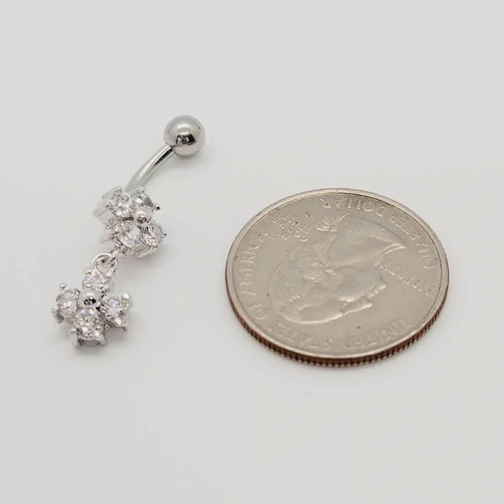 NWOT Sterling Silver CZ Belly Button Ring